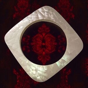 Capiz‎ Mother of Pearl Inlay Bangle Bracelet Natural Shell Mosaic MOP Vintage